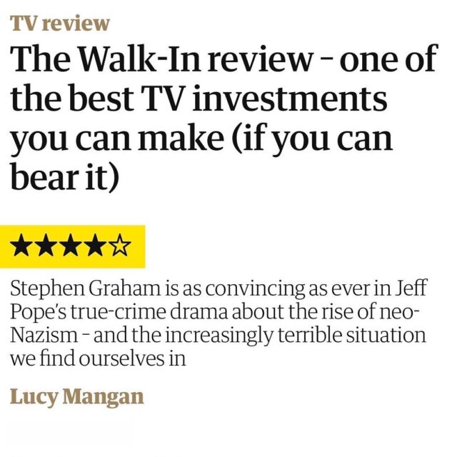 A fabulous ⭐️ ⭐️ ⭐️ ⭐️ review from the @guardian for THE WALK IN, cast by by the brilliant @amyhubcast. Catch it on ITV on Mondays at 9pm 📺