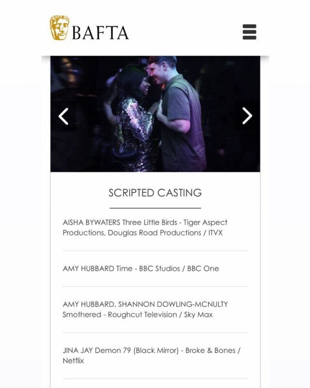 Huge Congratulations Amy Hubbard Casting for TWO BAFTA nominations! 
Amy Hubbard: Scripted Casting for TIME S2 
Amy Hubbard & Shannon Dowling-McNulty: Scripted Casting for SMOTHERED

@amyhubcast @shannondowling91 @bafta #timeseries #smothered
